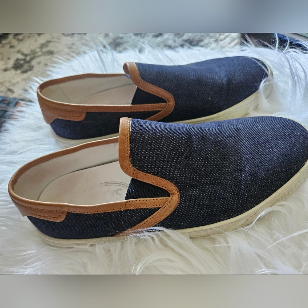 Men's Slip-On Denim and Tan Shoes